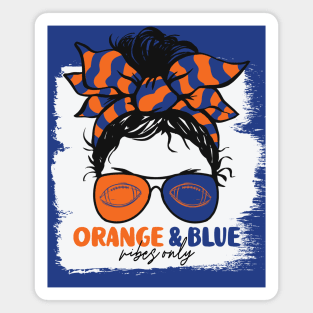 Orange and Blue Vibes Only Football Mom Messy Hair Gameday Magnet